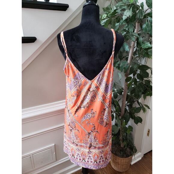 Women's Multicolor 100% Polyester Casual V-Neck Sleeveless Knee Length Dress L - Picture 7 of 14